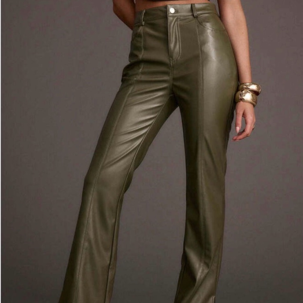 12th Tribe Women's Vegan Leather Flare Pants